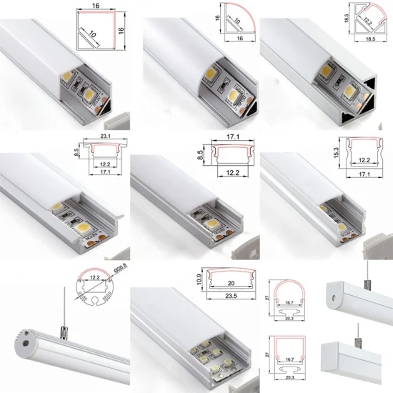 Profilo in alluminio per strisce LED a forma di V, profilo estruso in alluminio a LED angolare per illuminazione lineare a LED